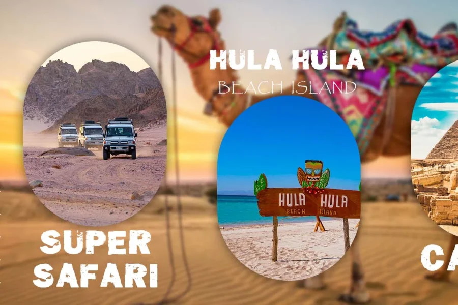 Experience a thrilling package trip featuring the Cairo Day Tour, Hurghada Desert Adventure, and Hula Hula Island Sea Trip, blending history, adventure, and relaxation